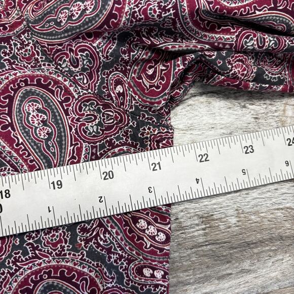 Rodeo Burgundy Red Mens M Paisley Pearl Snap Button Up Shirt Long Sleeve Disco - Picture 6 of 8
